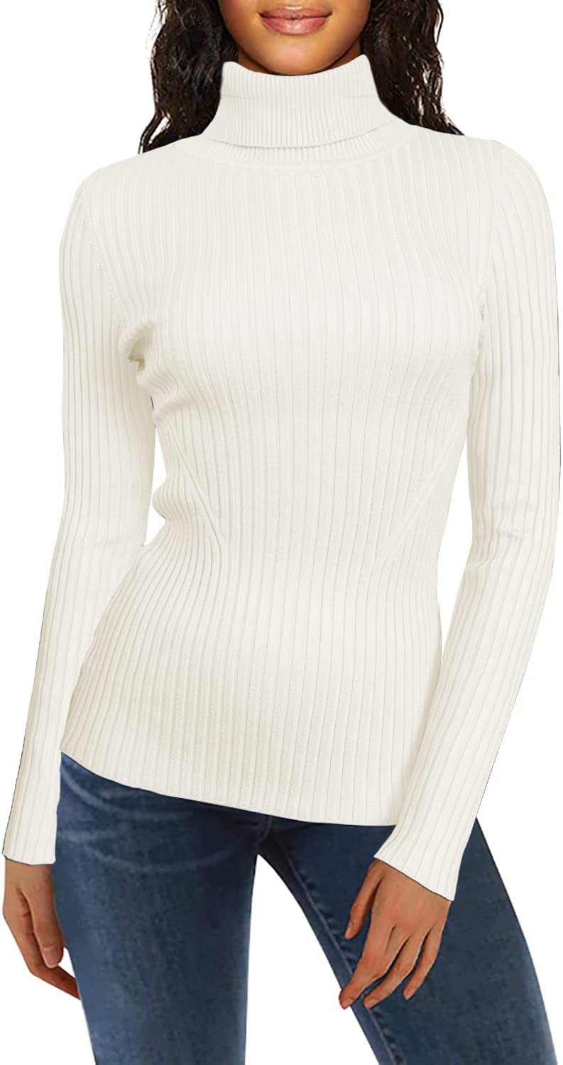 v28 Women Stretchable Turtleneck Knit Long Sleeve Slim Fit Sweater (2XL,White) - Image 1